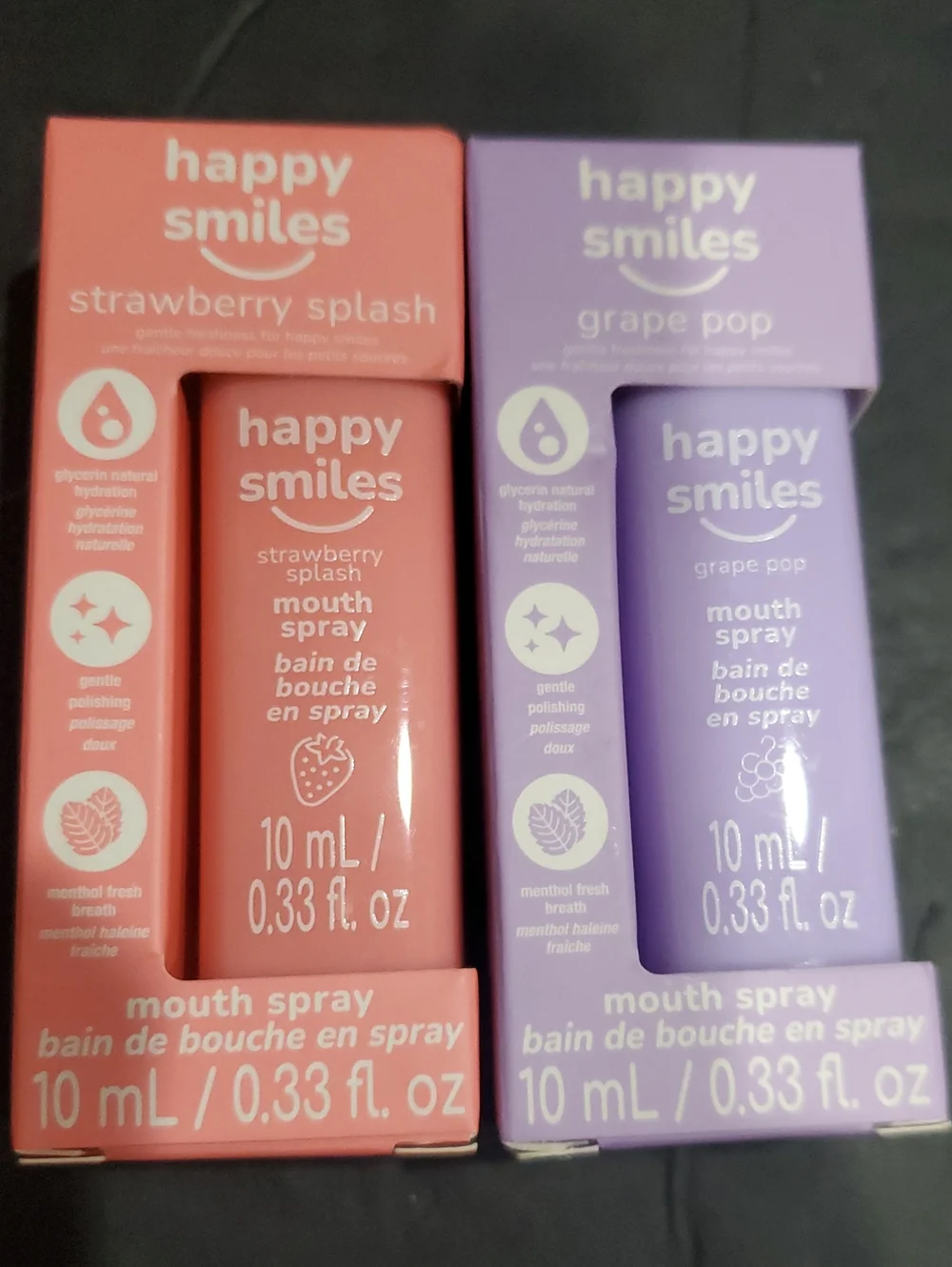 2pack Happy Smiles Grape pop and Strawberry splash mouth spray brand new